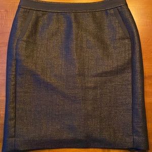 Ann Taylor shimmery black pencil skirt w/ ribbon detail, size 14